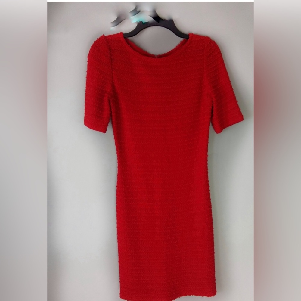 St. John Red Boucle Weave dress
